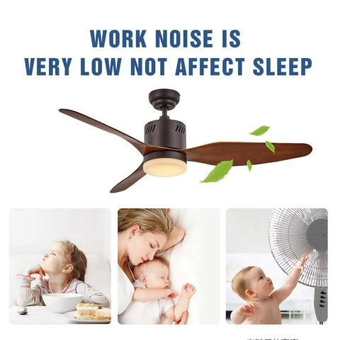 Dope Indoor 46 Inch Ceiling Fan With Three Reversible Wooden Brown Blades And Frosted Glass Light for quiet indoor atmosphere