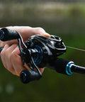 Heavy Duty Fishing Reel For Outdoors With Anti Explosion Line Magnetic Brake System Aluminum Alloy Body Smooth Bearing Support Right Hand Handle Built Tough Water Drop Wheel in use during casting