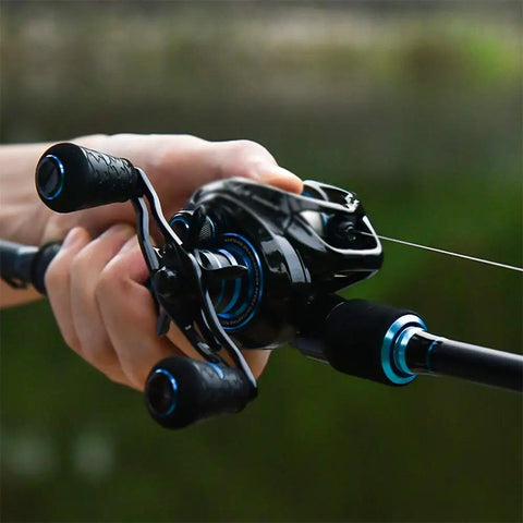 Heavy Duty Fishing Reel For Outdoors With Anti Explosion Line Magnetic Brake System Aluminum Alloy Body Smooth Bearing Support Right Hand Handle Built Tough Water Drop Wheel in use during casting