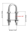 QWORK stainless steel boat stern eye tie-down U-bolt, 2-pack with washers and nuts, 3/8 dia, 2-1/2 thread
