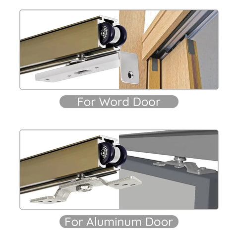 Soft Close Pocket Door Slide Hardware And Track Set For Barn Doors With Heavy Duty Hanger And Bilateral Four Wheel Dual Damping 47 Inch Track Single Door Load Rating Up To 143 Lbs Space Saving Slider System, hardware for wood and aluminum doors
