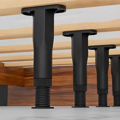 6 Pack T Shaped Adjustable Furniture Legs For Beds And Sofas, Black PP Material, Height Adjustable Feet under wooden bed frame