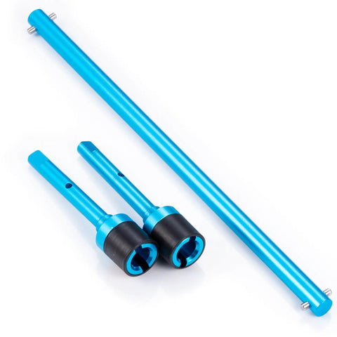 TT02 Center Drive Shaft And Joint Cup Upgrade For Tamiya TT02 TT02B One Tenth RC On Road Touring Car Aluminum Alloy CNC Machined Durable Replacement Part For Better Fit And Longevity And Reliability blue aluminum drive shafts and diff cups