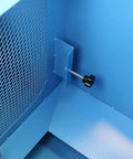 Heavy Duty Metalworking Downdraft Table Featuring Dual Motors And Killer 3700 Cfm Airflow showing interior detail with blue metal structure.