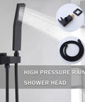 10-Inch Ceiling Mount Rainfall Shower System with All-Metal Handheld Sprayer in Matte Black, featuring high pressure handheld shower head.