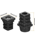 4 Pack Adjustable Furniture Leveling Feet, M6 Screw In Square Tube Glides, sturdy plastic, 15x15x24mm size, black finish.