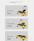 Beefy Workhorse Heavy Duty Platform Truck Hand Push Cart For Material Handling With Quiet Durable Wheels 360 Degree Swivel Back Wheels And Easy Maneuverability For Wide Use, foldable steel bed