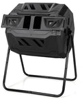 43 Gallon Composting Tumbler With Dual Chamber Design And Two Sliding Doors For Continuous High Volume No Fuss Backyard Composting And Easy Ingredient Swaps Keeping Your Garden Green, black