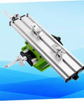 Rock Solid Mini Milling Machine Worktable With Slick Compound Drill Slide Table and Heavy Duty Multifunction Vise Fixture for Bench Drill X Y Axis Precision, showing the aluminum body and hand wheels.