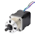 Geared Nema 17 Stepper Motor With 5 To 1 Planetary Gearbox High Torque And Precise Positioning 1.68A Rated Self Locking At Power Down Smooth Low Speed Control For CNC 3D Printer And Robotic Projects, black body with wired shaft