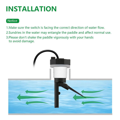 Flow Switch With Tee For Goldline Salt Systems Including AquaRite ProLogic AquaLogic Mineral Springs MS10 MS11 Swimpure And AquaPlus installed in water flow direction