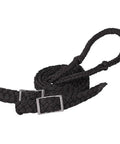 Braided Nylon Barrel Rein In Black, 1/2 Inch By 8 Feet, Easy Grip Knots, Nickel Plated Bit Ends, for Barrel Racing, Training, Trail Sessions