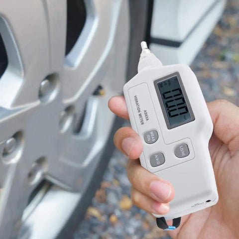 Handheld Vibration Meter With LCD Readout Digital Vibration Tester And Analyzer For Home And Tech Repair Measures Acceleration Velocity And Displacement Portable Vibrometer For Machinery Diagnostics And Maintenance, handheld use by car wheel
