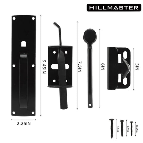 Self Closing Thumb Gate Latch For Wooden Metal And Vinyl Fences Built Tough Heavy Duty Black Finish with dimensions