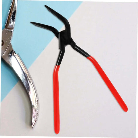 Seam Metal Bender Tool Hand Seamer Pliers with red grips for sheet metal bending and flattening, pro grade heavy duty pliers