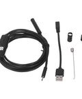 Solid Usb Industrial Endoscope With Six Bright Led Lights And Seven Millimeter Waterproof Probe, USB and accessories for inspection.