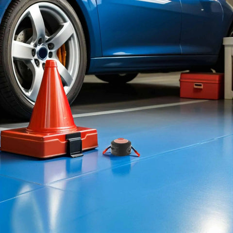 Slap This Auto Fire Suppressant Disc Straight Up On Dashboards Or Beneath Hood Panels Where Heat Spikes Triggers Instant Aerogel Burst to snuff blazes near car wheel.