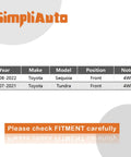 Fitment chart for Front Wheel Hub And Bearing Assembly For Toyota Sequoia 2008 To 2022 And Tundra 2007 To 2021 5 Lug 4WD SUV