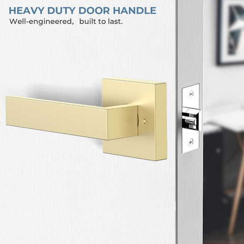 Six Pack Passage Door Knobs And Interior Door Levers In Gold Satin Brass Finish Keyless Closet Door Handles