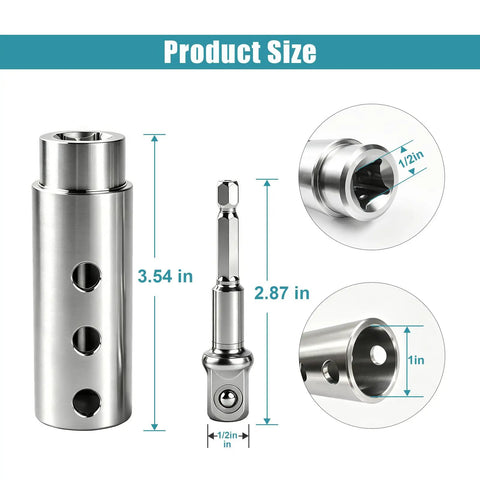 Heavy Duty Stainless Steel Trailer Jack Drill Adapter For 1 Inch Drive Shafts showing dimensions 3.54 in and 2.87 in.
