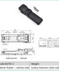 Rubber Cabinet Toggle Latch With Soft Pull Door Lock Hidden Mount Flexible Draw Gate Lock XK710-3 with technical diagrams
