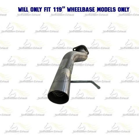 Heavy Duty Stainless Steel Exhaust Pipe For Chevy Silverado 1500 And GMC Sierra 4.3L 4.8L 5.3L Engines With Free Hanger Clamps And Bolts Ready To Install. Angled 409 stainless exhaust pipe with hanger, for 119-inch wheelbase models.