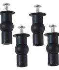 Solid Brass Core Expanding Rubber Screw Bolts For Universal Top Mount Toilet Seats Blind Hole Quick Replacement Hardware Kit Four Piece Set, black rubber bolts with stainless steel screws.