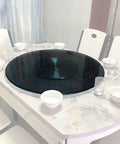Heavy-Duty Round Glass Lazy Susan For Dining Table 360 Degree Rotating Turntable Serving Tray Transparent Tempered Glass 47 Inch Grey
