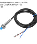 M8 Inductive Proximity Sensor Switch Normally Open NPN Two Millimeter Detection Distance DC Six To Thirty Six Volts Three Point Nine Foot Lead Cable Five Pack