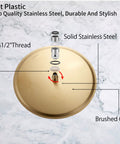 High Pressure 16 Inch Brushed Gold Rain Shower Head Crazy Good Coverage Ultra Thin Stainless Steel 304 1/2 Inch Connection
