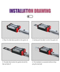 Smooth High Precision Linear Guide Rail Kit For CNC 250mm HGR25 Rails With Green Plugs Pre Drilled Support Bars Ideal For DIY Machines And Low Friction Motion Control Systems That Are Easy To Install And Built To Last. installation drawing