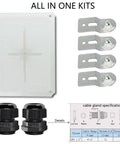 Beefy Outdoor Junction Box With Hinged Cover IP67 Weatherproof ABS Enclosure Heavy Duty Latch Includes 4 Brackets 2 Cable Glands