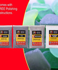 Extreme 12,000 Grit Aluminum Oxide Polish Refill Kit For Rock Tumblers packaging with free polishing instructions