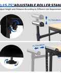 Close-up of the adjustable roller mechanism on the Shop Ready Heavy Duty Rolling Planer Stand With Height Adjustable Platform.