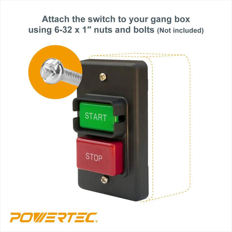 Dual Voltage Paddle On/Off Switch 120/230V for Woodworking Machines shown with start and stop buttons