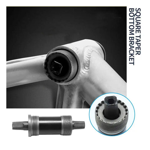68x123mm Square Taper Bottom Bracket Upgrade for 68mm Shell and 123mm Spindle Length shown installed in a bicycle frame