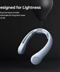 Portable Neck Fan With 5 Speed Gears 6000mAh Hands Free Wearable Bladeless Cooling Quiet USB Rechargeable Light Blue