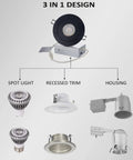 Gimbal LED Recessed Light 4 Inch Black 9W Adjustable Eyeball with 360 Degree Rotation and 90 Degree Tilt components