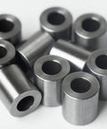 Steel spacers, 1 in OD x 1/2 in ID, unthreaded round standoffs, silver finish; multiple pieces.