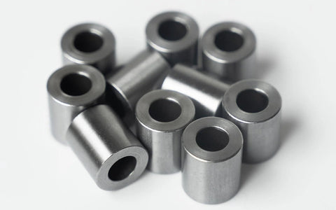 Steel spacers, 1 in OD x 1/2 in ID, unthreaded round standoffs, silver finish; multiple pieces.
