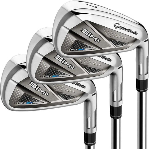 Four SIM 2 Max Iron Set Mens Right Hand Steel Regular clubs with cap back design, promoting distance and forgiveness.