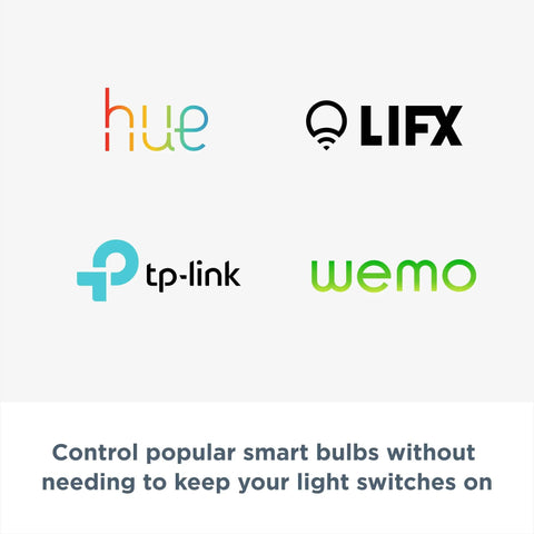 Smart Dimmer Switch For Your Smart Home System, Level Up Your Lighting With Easy Dimming, logos of Hue, LIFX, TP-Link, Wemo