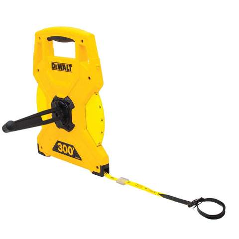 Heavy Duty 300 Ft Fiberglass Tape Measure With Fast Rewind 2X Strong Hook Connection Metal Stake Loop And Double Sided Blade