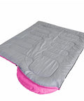 All Season Camping Sleeping Bag for Adults and Kids, Lightweight and Waterproof, gray with pink lining, ideal for outdoor adventures