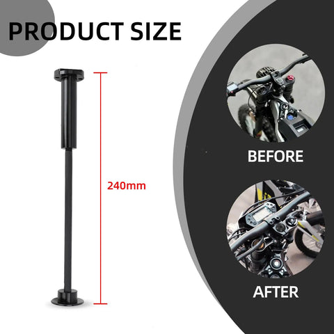 Stem Lock And Headset Spacer Kit For Electric Dirt Bikes 240mm size before and after installation view.