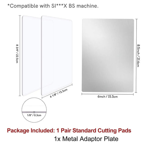 3 Piece Die Cutting Pad And Shim Set For Standard Die Cutting Machines, Clear Polycarbonate Cutting Pads With Stainless Adapter Plate