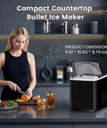 Portable Countertop Ice Maker Slashes Seven Minute Wait Times While Cranking Out 26 Pounds Daily For Quick Weekend Cocktails, shown with fruits.