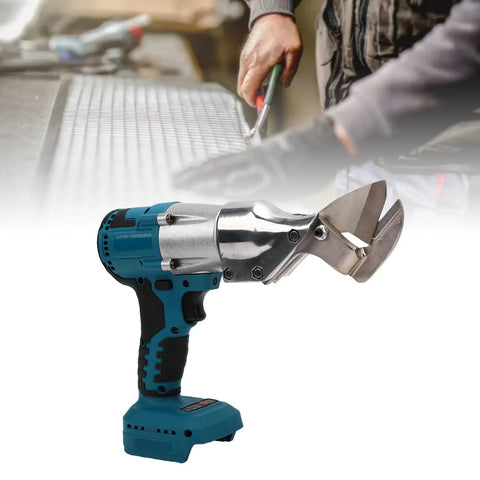 Professional Cordless Electric Metal Shear With High Torque 400Nm Brushless Motor For Stainless Steel Cutting 20 Gauge Sheet Metal Fabrication Tool Heavy Duty Power Cutter in use cutting sheet metal.
