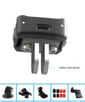 Built Tough Sports Camera Charging Dock For Pocket 3 Rig showing USB-C port and metal action cam mount for stable mounting.