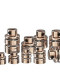 Flexible Motor Shaft Coupler With Aluminium Diaphragm Design For 3D Printer And RC Projects Featuring Universal Joint Compatibility In D26L26 dimensions arranged in various sizes.
